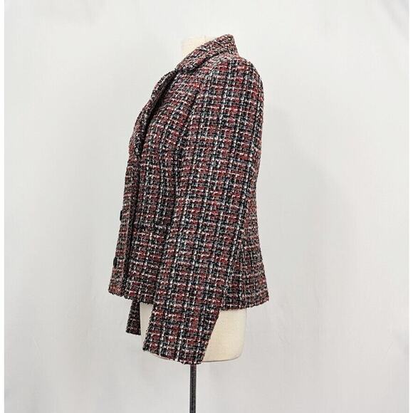 J. Peterman Jacket Black Colorful Tweed Double Breasted Blazer Misses Size 12 - Picture 4 of 8